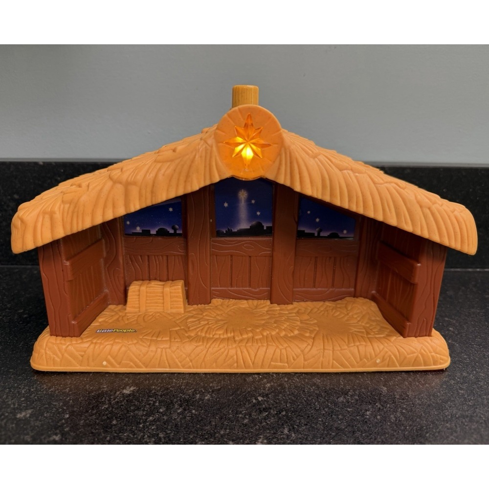 Fisher Price Mattel Little People 2002 Nativity Manger Stable Tested Works